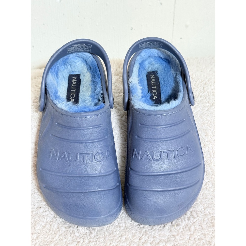 Nautica River Breese Youth Blue Faux Fur Lined Clogs Shoes Size 13 Kids